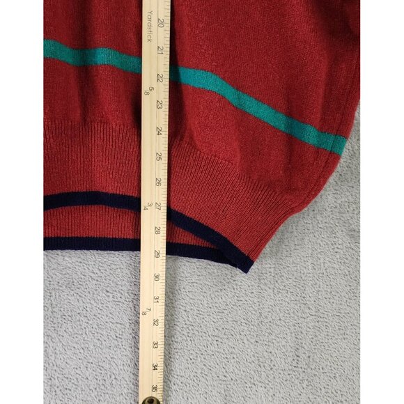 The Scotch House Sweater Mens Large Red Striped Embroidered Golfer Vintage Wool - Picture 5 of 11